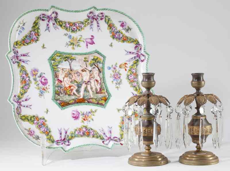 Appraisal: Three Piece Lady's Toilette Setincluding a large Capodimonte toilette tray