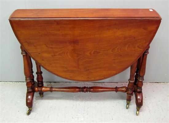 Appraisal: th century mahogany sutherland table on twin end turned supports