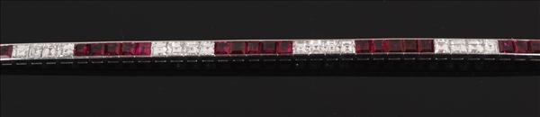 Appraisal: A ruby and diamond line bracelet by Briks Canada set