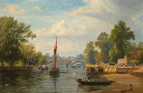 Appraisal: James Richard Marquis British - A busy river scene signed