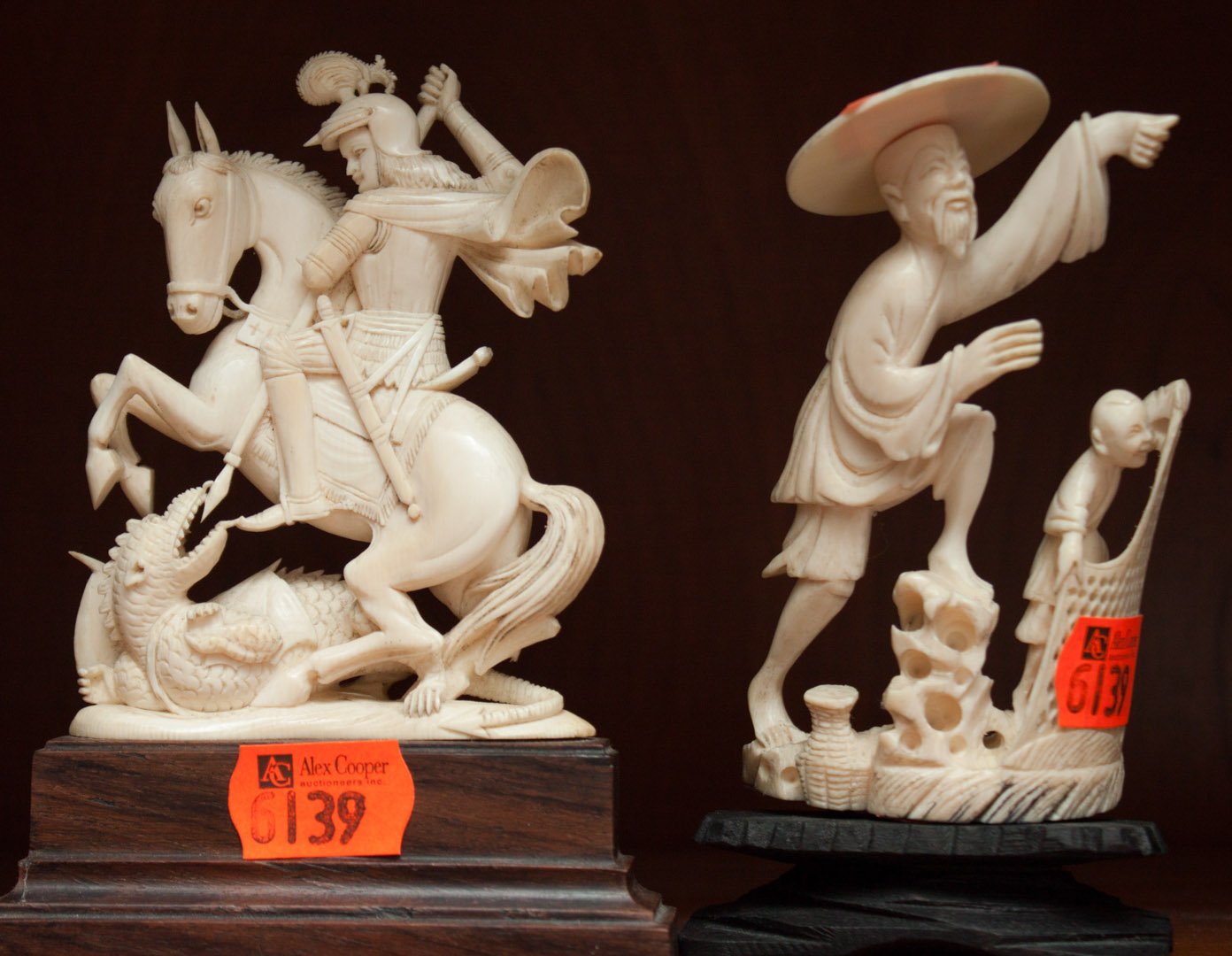 Appraisal: Two ivory style figures