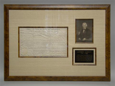 Appraisal: ANDREW JACKSON SIGNED DOCUMENT Signed as President and dated December