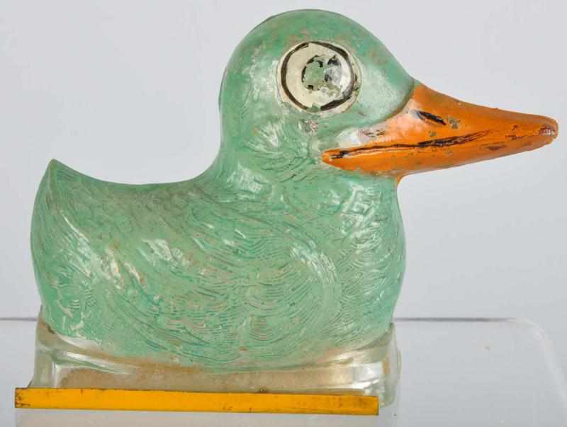 Appraisal: Painted Green Glass Duck Candy Container Description Duck with large