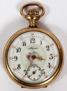 Appraisal: ALPINE YELLOW GOLD PLATED SWISS POCKET WATCH ALPINE KT YELLOW