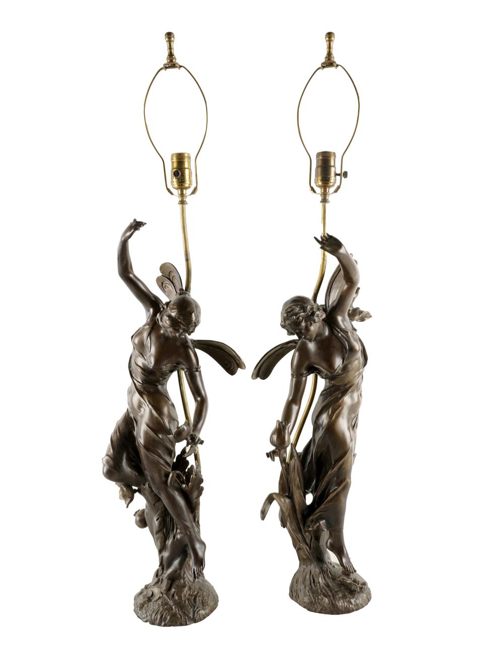 Appraisal: AFTER JULIEN CAUSSE PAIR OF FAIRY FIGURESpatinated metal each signed