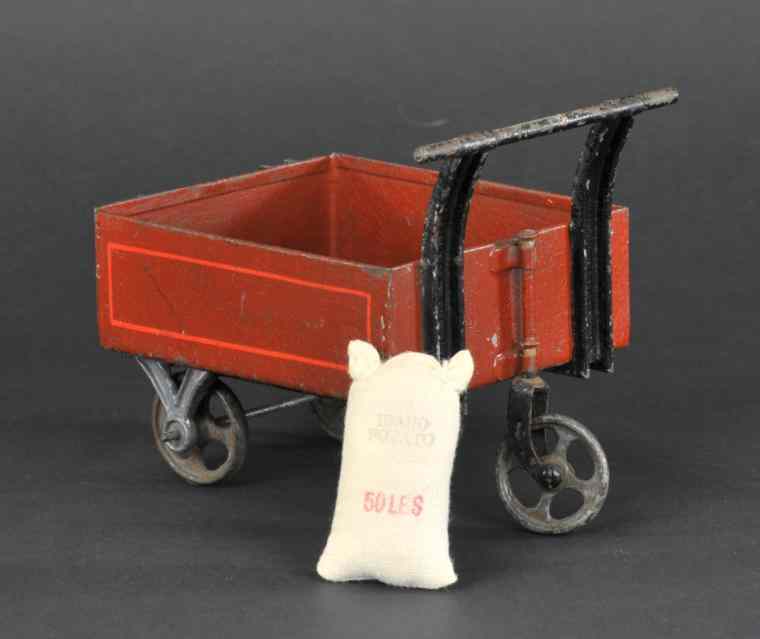 Appraisal: MARKLIN BAGGAGE CART Germany hand painted in brown w red