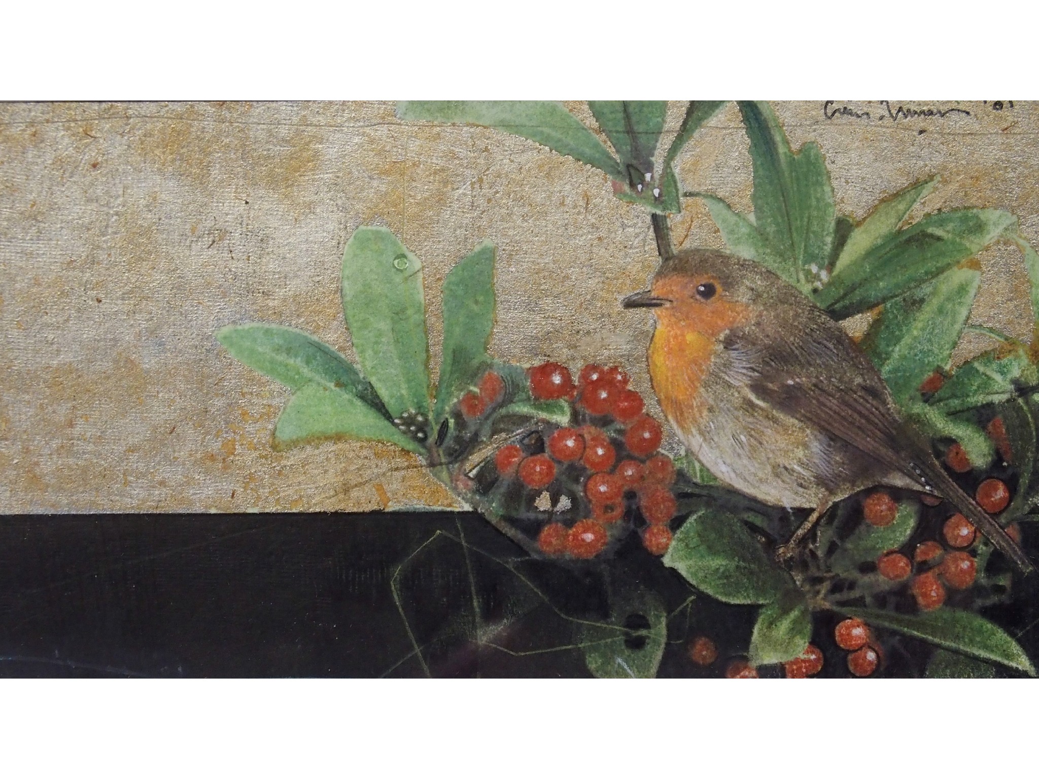 Appraisal: GARY ANDERSON Scottish b ROBIN AND BERRIESMixed media signed and