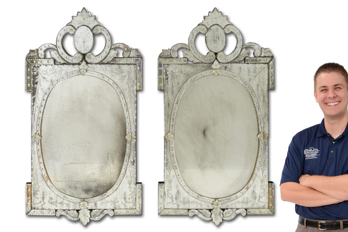 Appraisal: PAIR VENETIAN STYLE MIRRORS Matched pair each '' h x