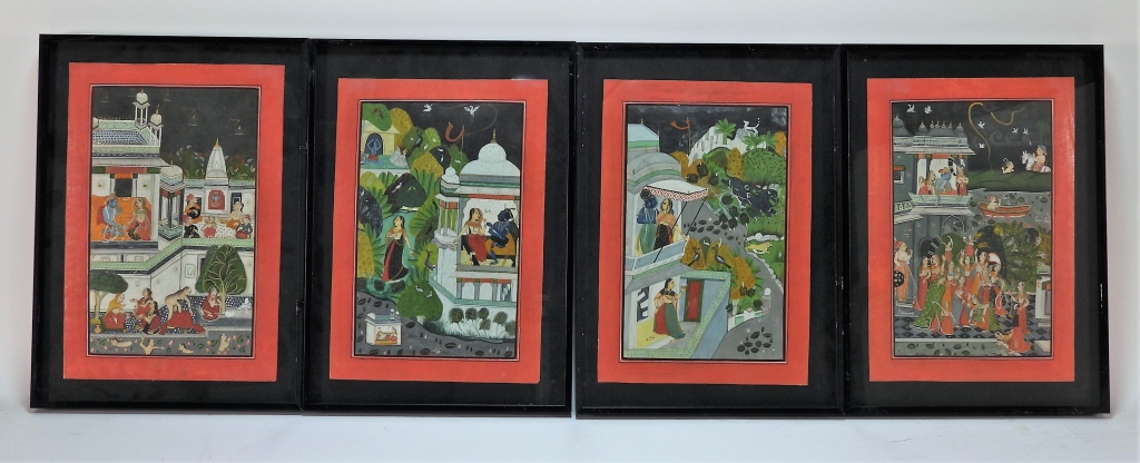 Appraisal: PC INDIAN MINIATURE VISHNU ANIMALS PAINTINGS IndiaLate th- Early thIncludes