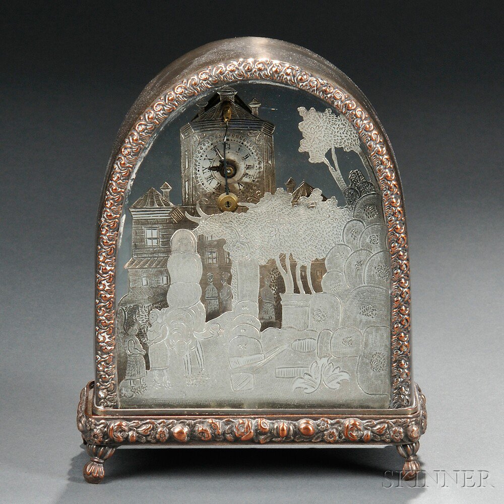 Appraisal: Continental Silver-plated Diorama-form Clock late th early th century depicting