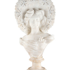 Appraisal: A Carved Alabaster Bust of a Woman th Century signed