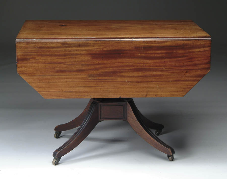 Appraisal: CLASSICAL MAHOGANY DROP LEAF BREAKFAST TABLE Cut corner leaves One