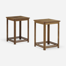 Appraisal: Hank Gilpin SIDE TABLES PAIR USA c zebrawood h w