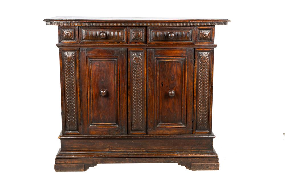 Appraisal: ITALIAN CARVED WALNUT SIDE CABINETProvenance A Michael Smith installation inches