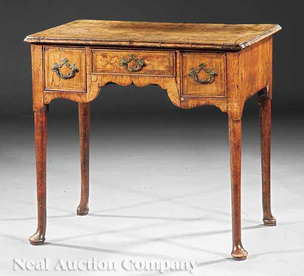 Appraisal: A George I Inlaid Walnut Dressing Table molded top above