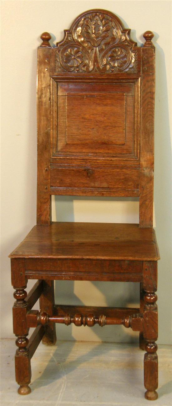 Appraisal: th th century panel back oak side chair with arched