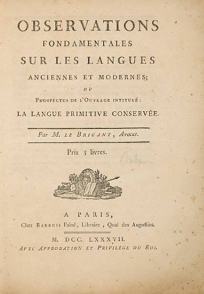 Appraisal: LE BRIGANT JACQUES Observations fondamentales sur les langues anciennes et