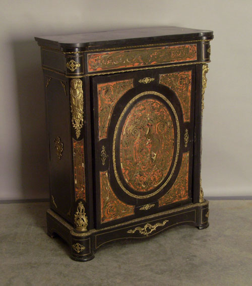 Appraisal: Marble top boulle cupboard th c h w