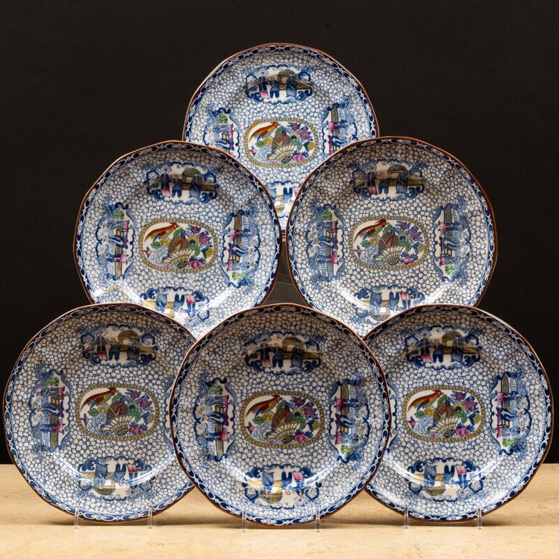 Appraisal: Set of Ten Transfer Printed and Enriched Dessert Plates in