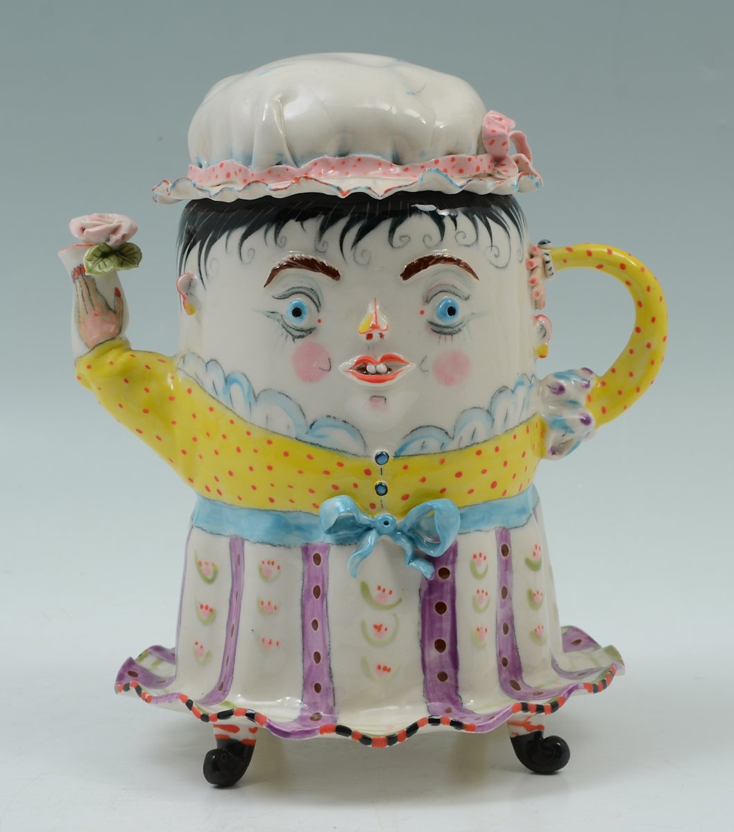 Appraisal: IRINA ZAYTCEVA WHIMSICAL PORCELAIN FIGURAL TEAPOT Part of a part