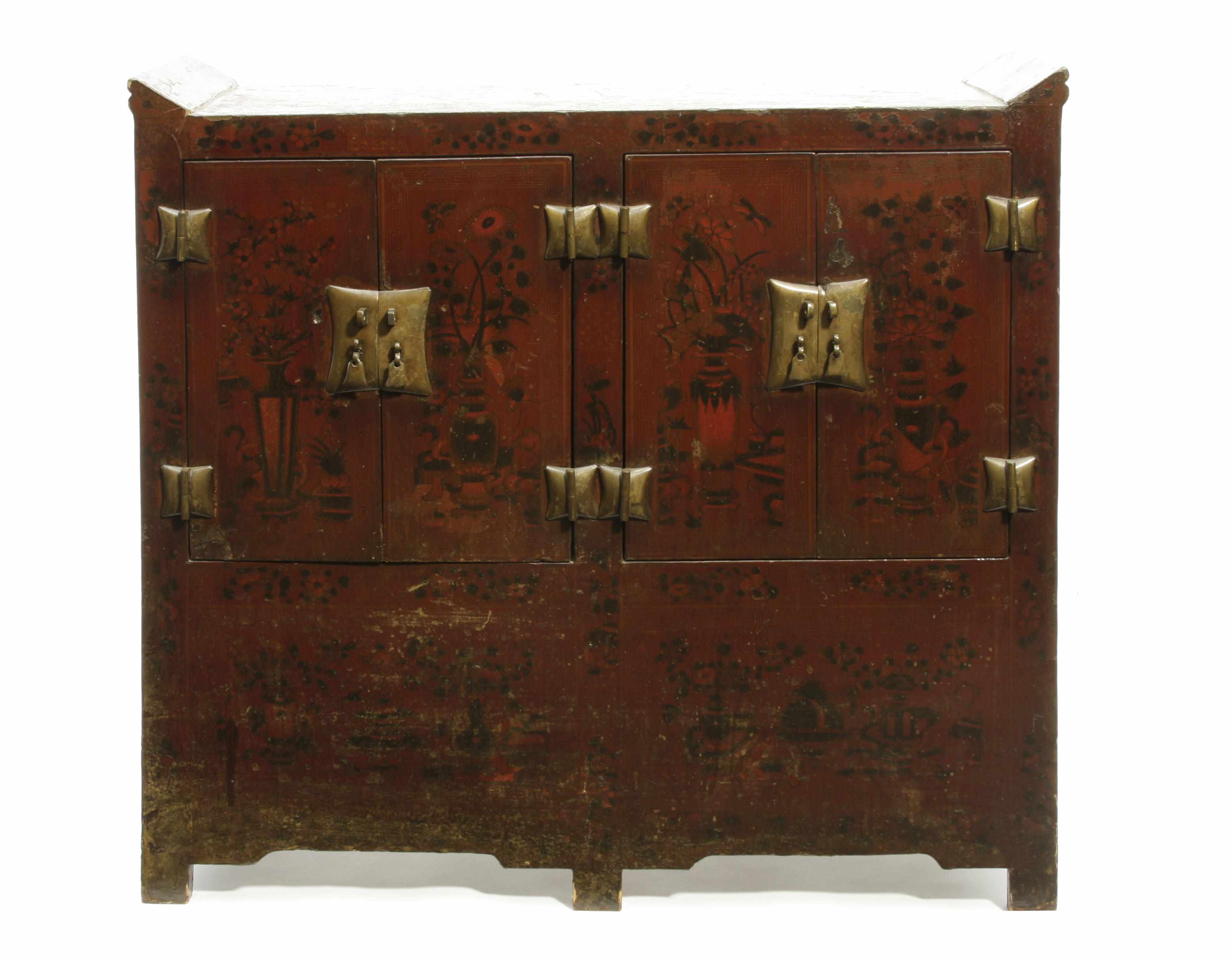 Appraisal: A Chinese lacquered side cupboard height in width in depth