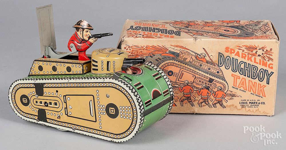 Appraisal: Marx tin litho windup Sparkling Doughboy Tank Marx tin litho