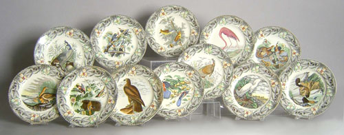 Appraisal: Twelve Adams plates with decoration from Audubon's Birds of America