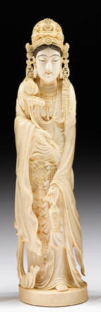 Appraisal: Fine and large Chinese elephant ivory figure early th century