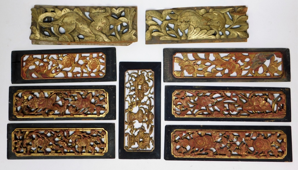 Appraisal: PC CHINESE ARCHITECTURAL ELEMENTS China th CenturyIncludes seven carved flower