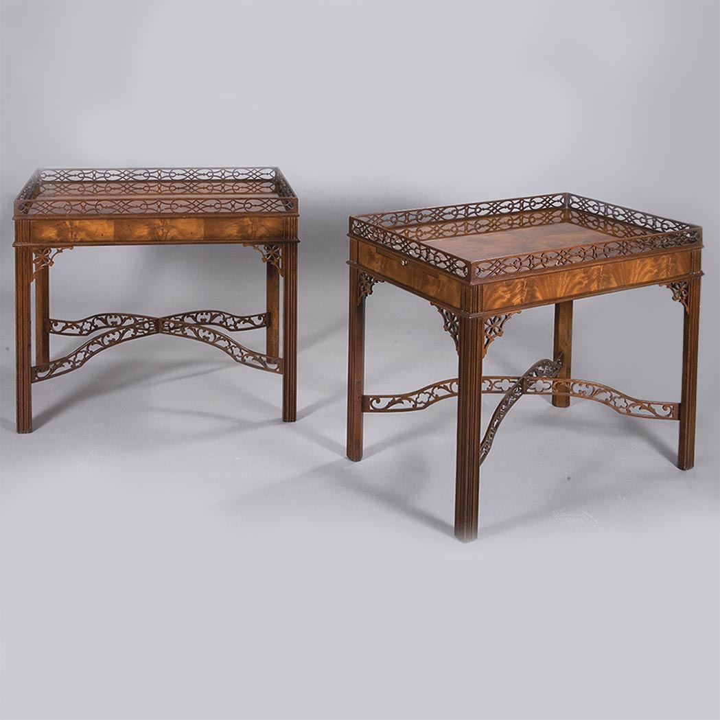 Appraisal: Pair of George II Style Mahogany Tea Tables Baker Height