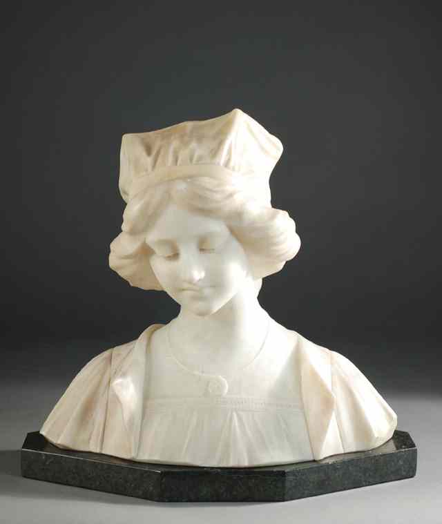 Appraisal: VICTORIAN ALABASTER SCULPTURE depicting a bust of a young woman