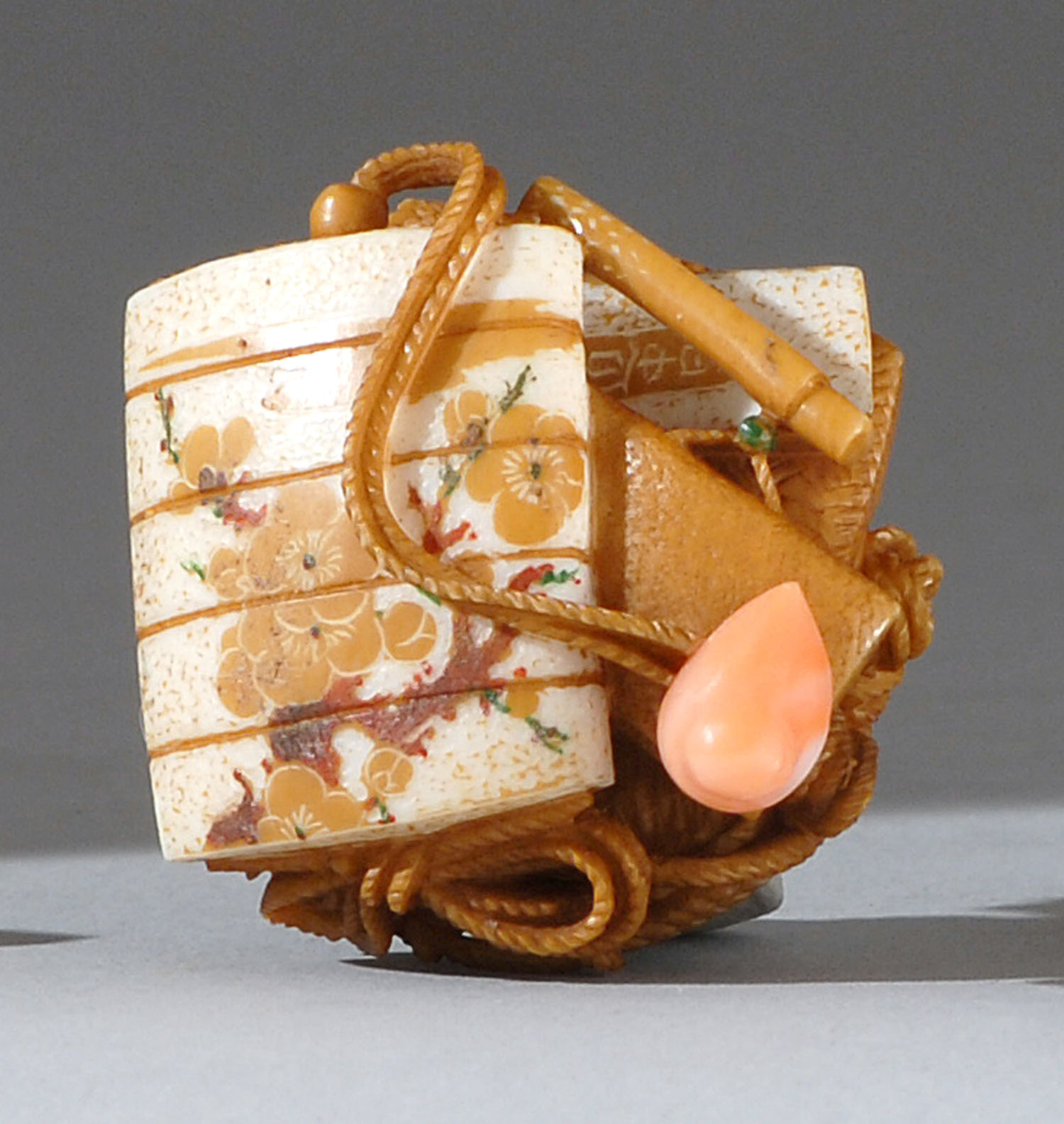 Appraisal: IVORY NETSUKE th CenturyBy Shubi In the form of inro