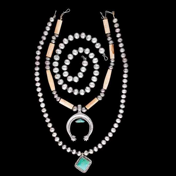 Appraisal: Navajo Silver Bead Necklaces Collected by Virginia Doneghy - lot