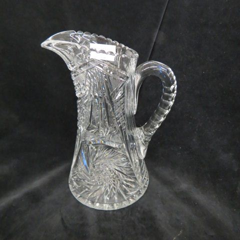 Appraisal: Cut Glass Pitcher pinwheel hobstars brilliant period excellent