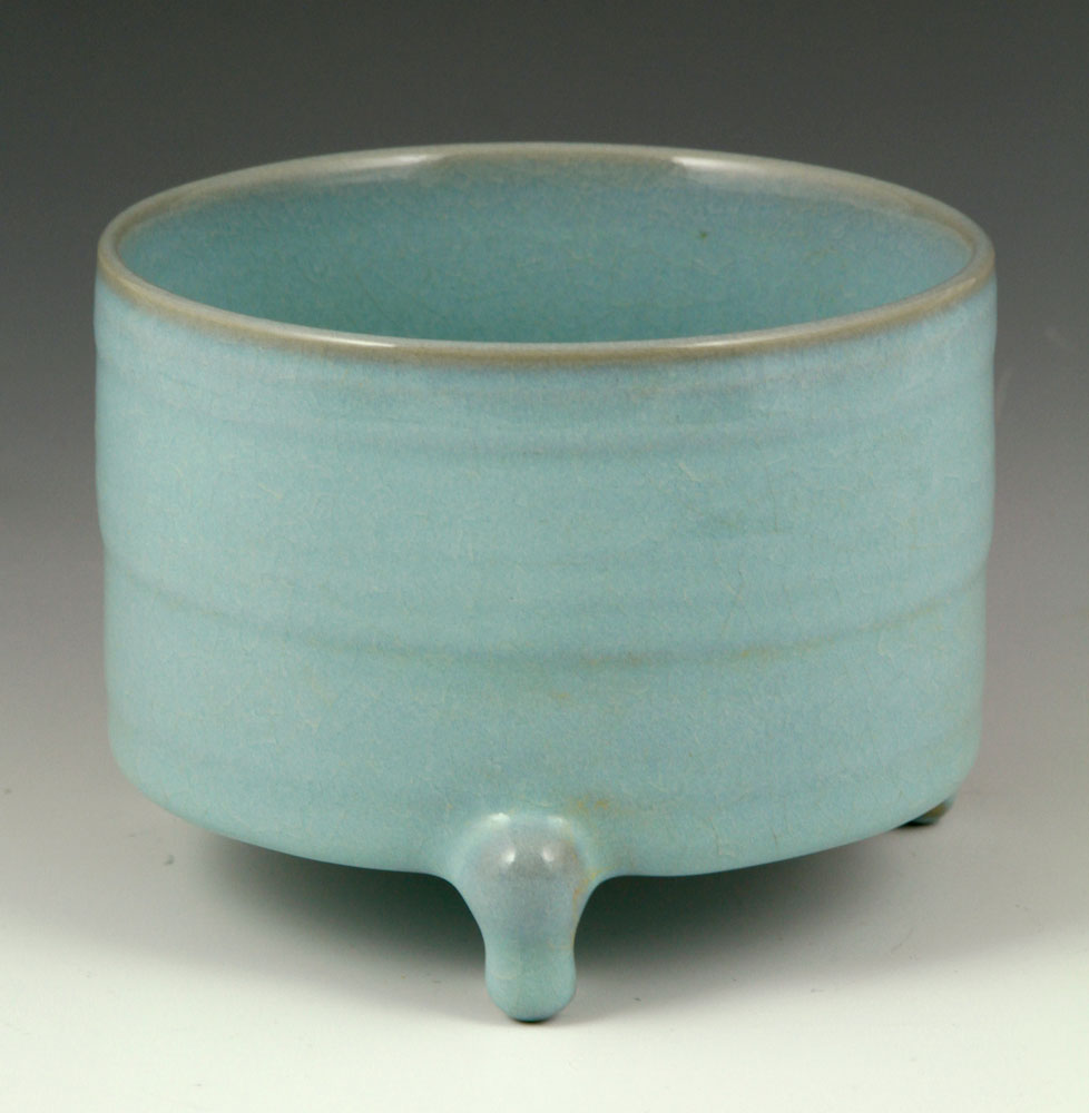 Appraisal: - Chinese Censer Porcelain Chinese robin's egg blue glazed censer