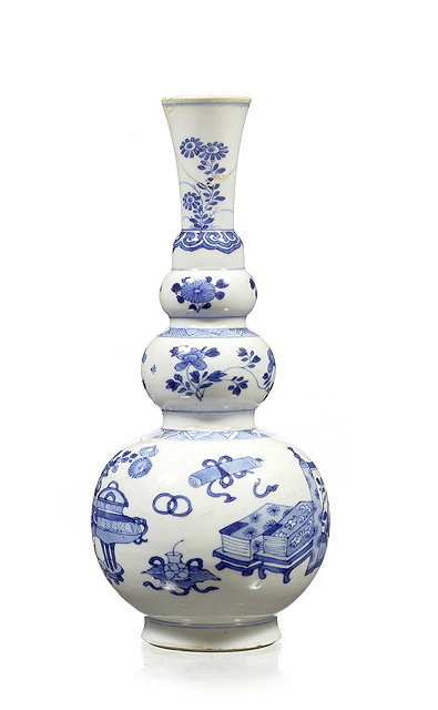 Appraisal: A Chinese blue and white triple gourd bottle vaseKangxi -