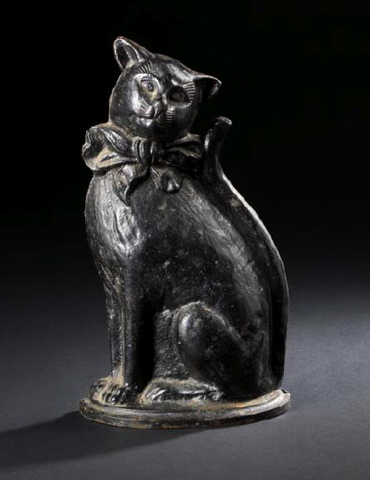 Appraisal: Large Anglo-American Cast-Iron Feline Doorstop fourth quarter th century modeled