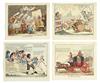 Appraisal: CRUIKSHANK GILLRAY Et al Group of nine hand-colored engraved caricatures