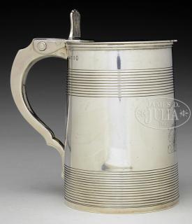 Appraisal: GEORGIAN STERLING TANKARD BY EDWARD FENNELL London The tankard having