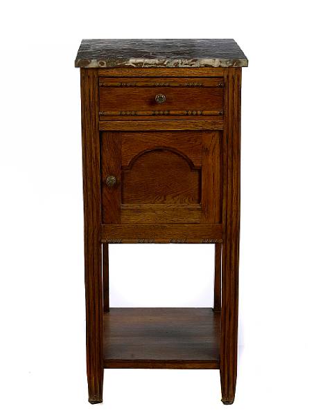 Appraisal: A late Victorian oak marble top commode cabinet together with