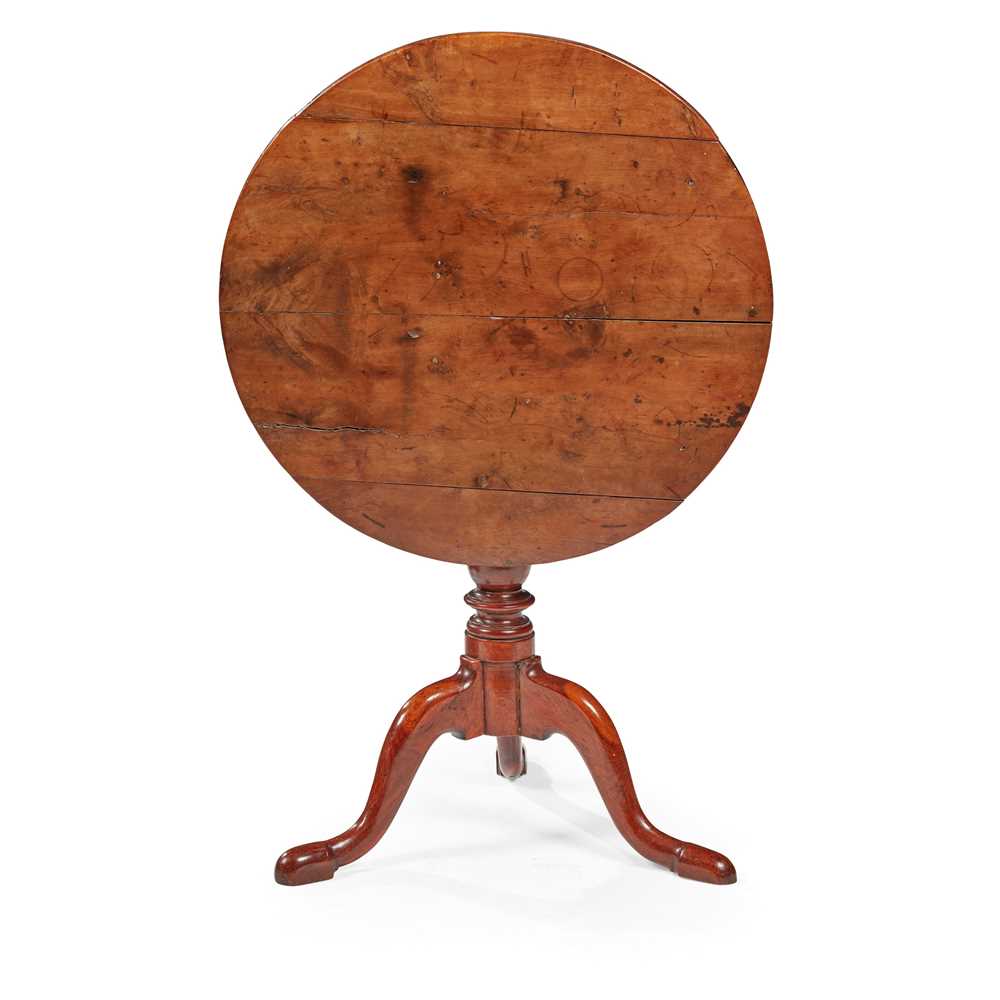 Appraisal: PROVINCIAL GEORGIAN YEW WOOD TRIPOD TABLE TH CENTURY on a