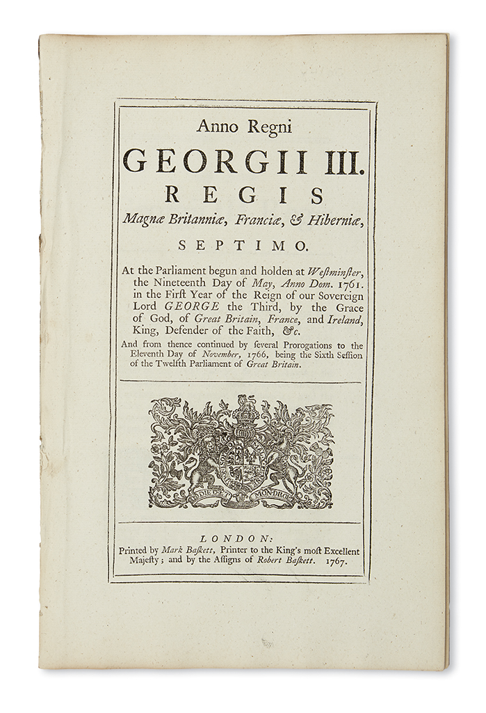 Appraisal: AMERICAN REVOLUTION--PRELUDE First printings of three of the Townshend Acts