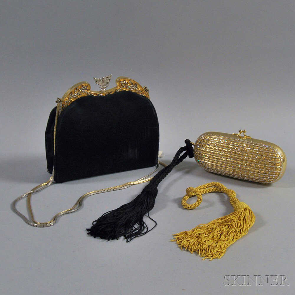 Appraisal: Two Judith Leiber Evening Bags a black satin purse with