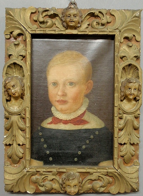 Appraisal: - Continental oil on canvas portrait of a young early