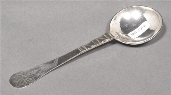 Appraisal: ORNAMENTAL SPOON Probably Sweden late th century With maker's mark