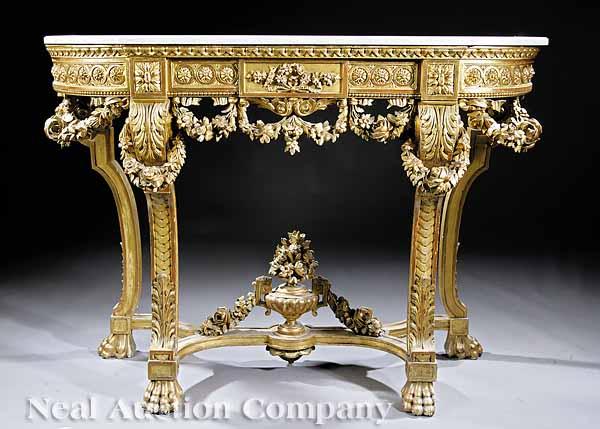 Appraisal: A Belle poque Carved Giltwood Console in the Louis XVI