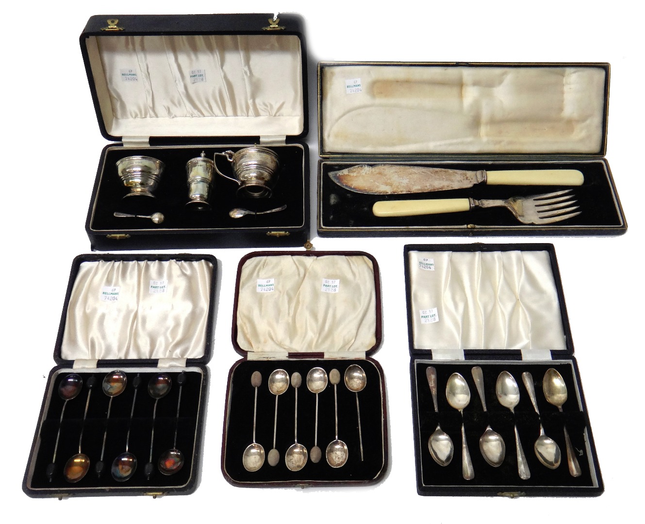 Appraisal: Silver comprising a three piece condiment set comprising a mustard