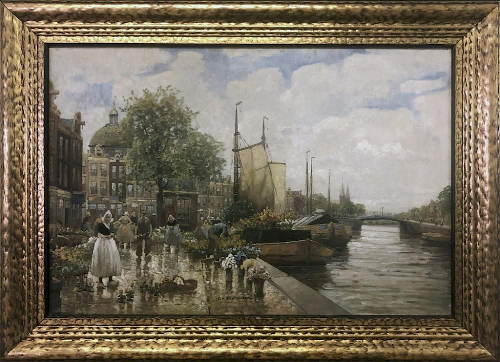 Appraisal: Richter-Reich Oil Flower Market Holland F Max Richter-Reich German b