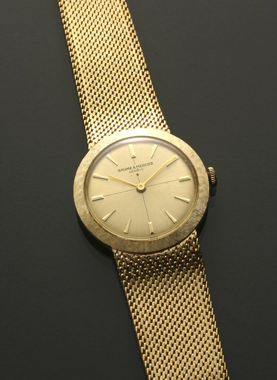 Appraisal: Lady's -Karat Yellow-Gold -Jewel Manual-Wind Wristwatch Baume Mercier Swiss Circa