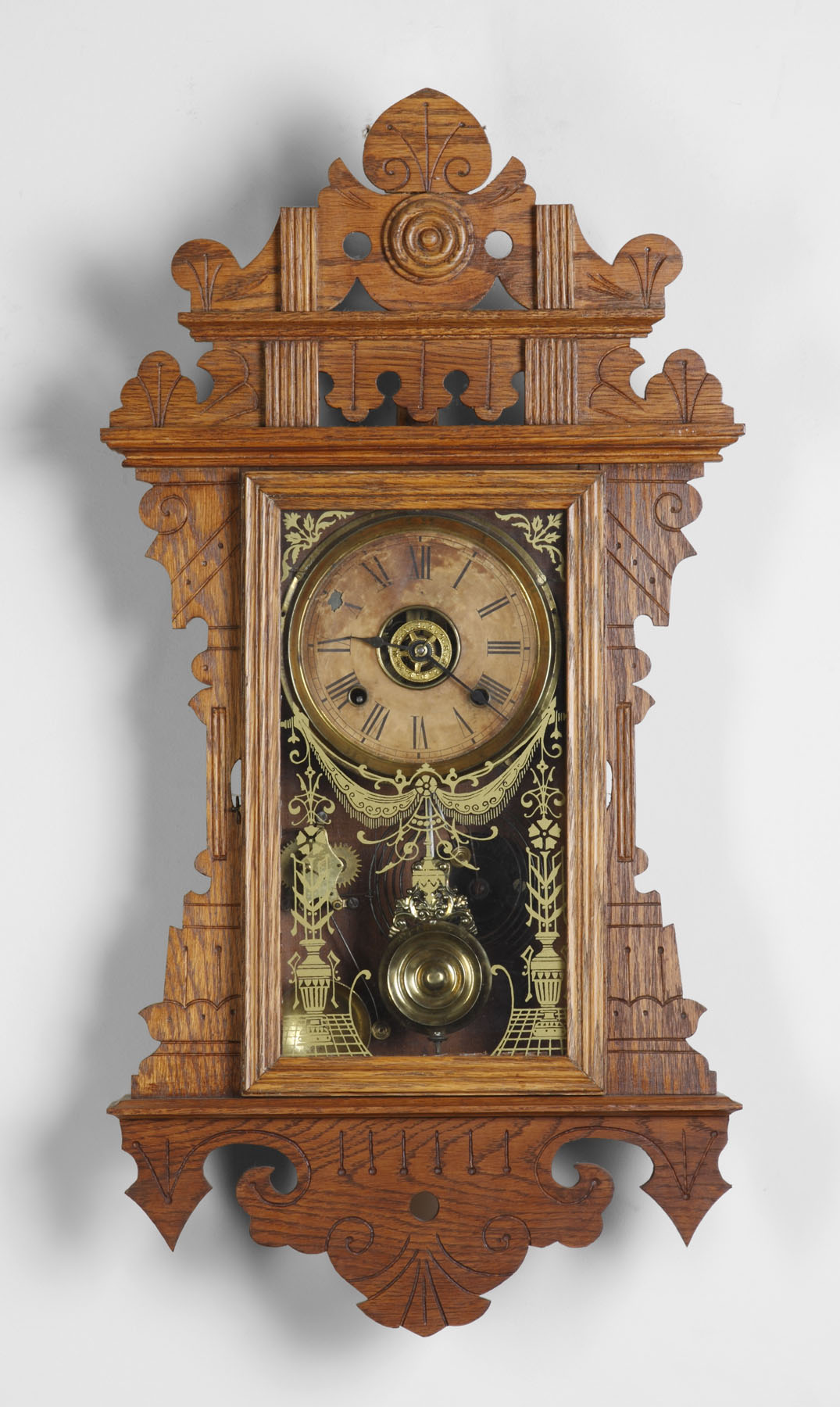 Appraisal: Ansonia Hanging Kitchen Clock Oak case with old refinished bottom